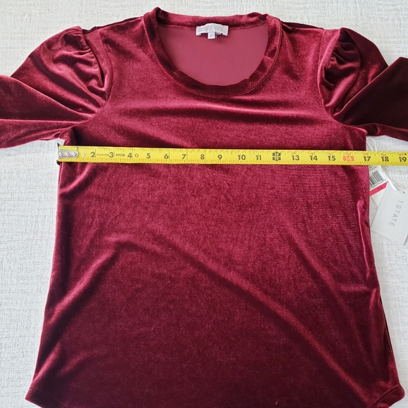 🆕️1.State Velvet Top Puff Short Sleeves in Deep Claret Red XSmall - Picture 7 of 8